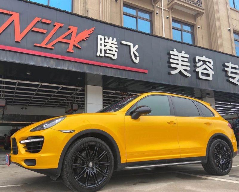 保时捷 超亮金属枫叶黄改色膜施工案例