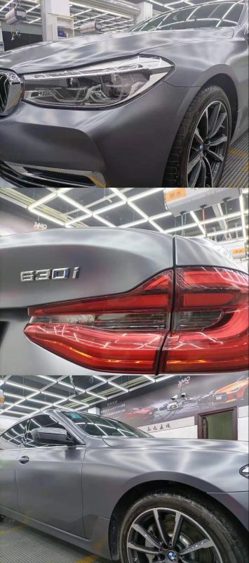 宝马5系电光炭灰改色膜施工案例