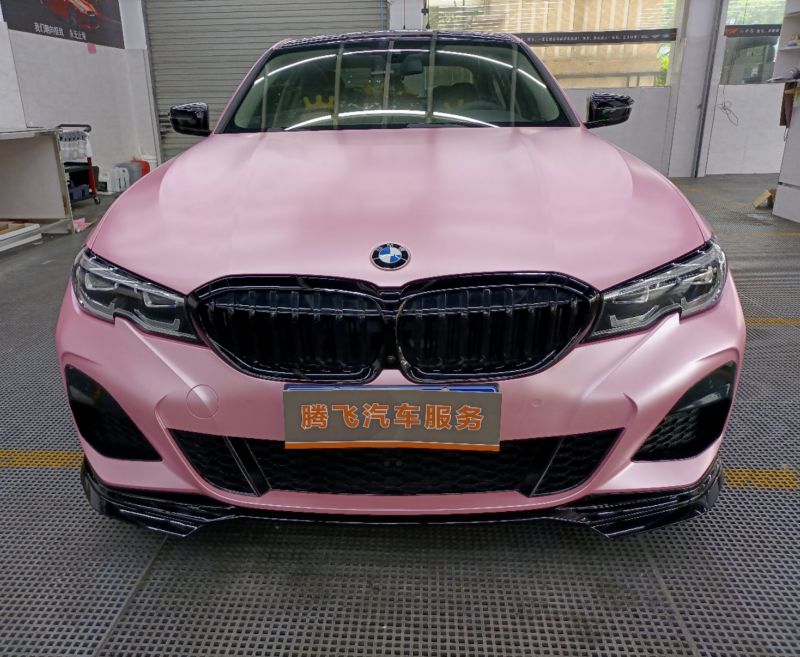 宝马3系樱花粉改色膜施工案例